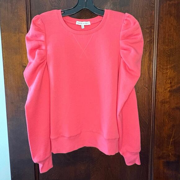 Rebecca Minkoff Janine Puff Sleeve Pullover Sweatshirt Women's S | Fuchsia Pink - Picture 2 of 11
